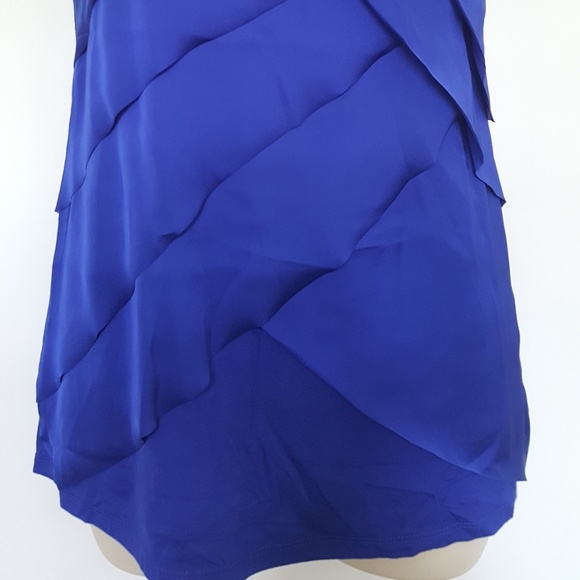 Adrienne Vitadini Royal Blue Ruffle Top - Picture 2 of 8